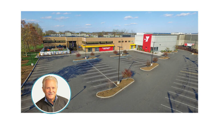 The Meadowlands YMCA captured by a drone. The author's photo is also included.