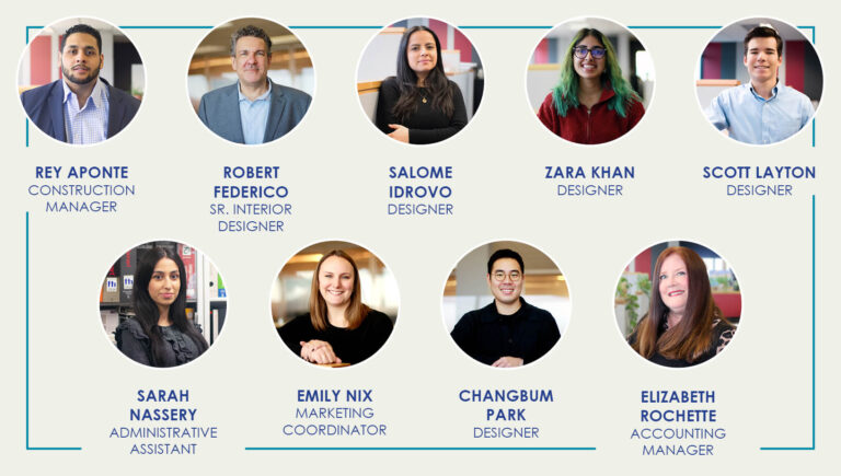 Headshots of nine hires at DMR Architects in the last year.