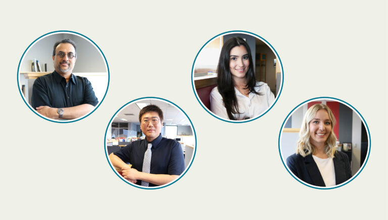 Headshots of the four new employees who joined the DMR team.