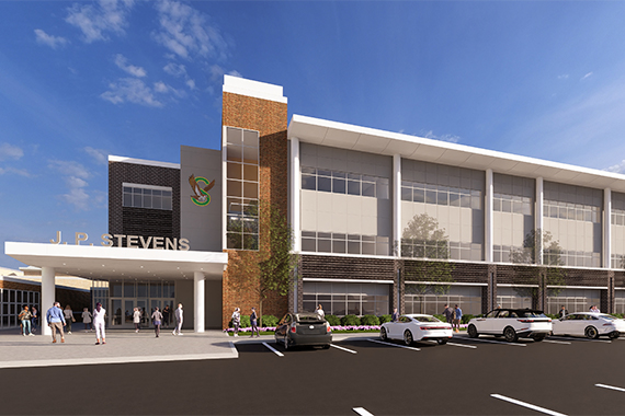 A rendering shows what the addition to J.P. Stevens High School will look like.