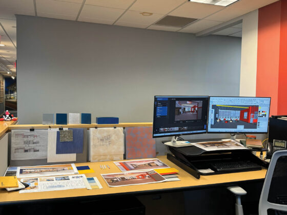 An architects' organized desk.