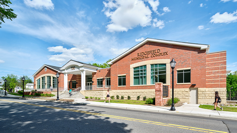 The exterior of the Ridgefield Municipal Complex.