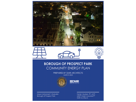The front cover of the Prospect Park Community Energy Plan report.