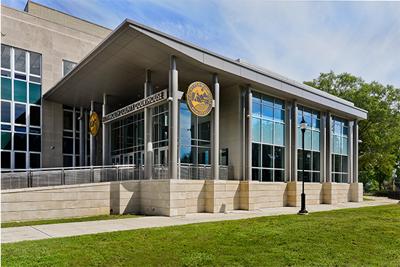 The exterior of the Monmouth County Courthouse, which offers a new secured vestibule.
