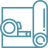 An icon illustration depicting a ruler and an interior design plan.