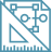 An icon illustration depicting a triangular ruler and a site plan.